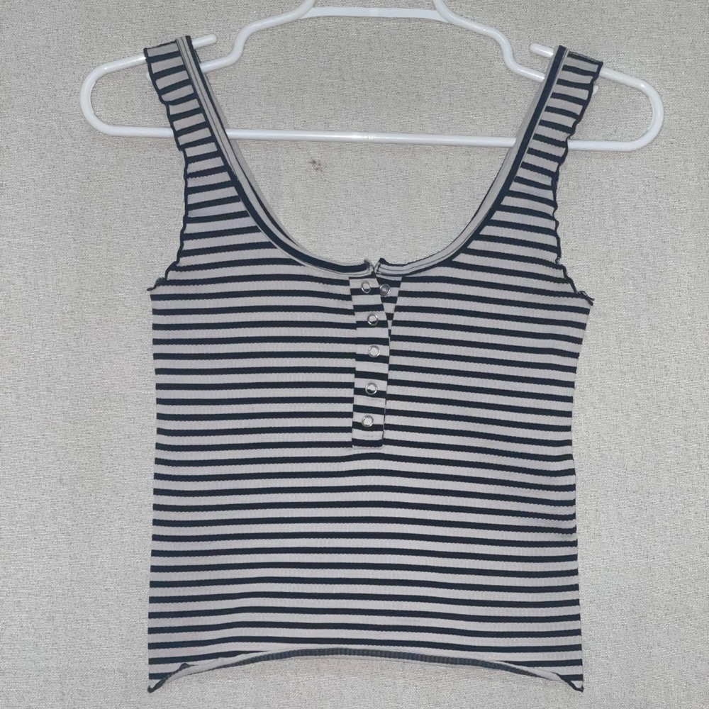Black and White striped crop top
